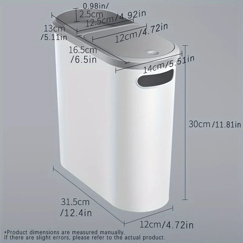 "Lixeira Plástica de Banheiro 10L - Design Criativo e Compacto, Fechamento Silencioso, Ideal para Espaços Pequenos"