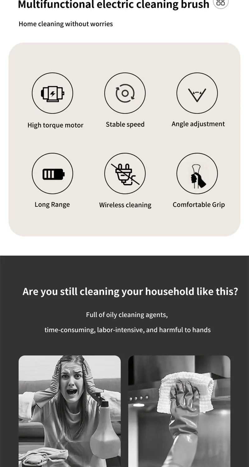 Escova Elétrica 9 em 1: Ferramenta de Limpeza Giratória para Cozinha, Banheiro e Sala